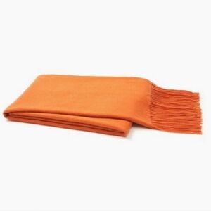 ONE KINGS LANE Solid Cashmere Throw, Orange, Retail Price $295.00US